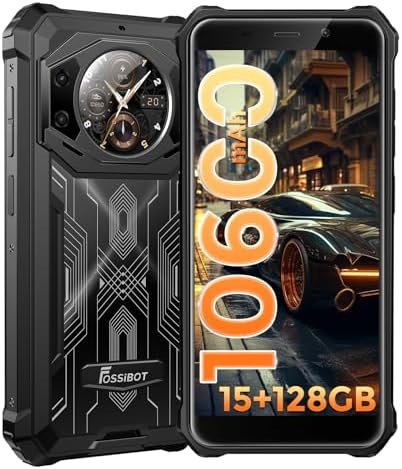 FOSSIBOT F101 Pro Rugged Smartphone Unlocked, Dual Screen 10600mAh Battery 15+128GB Storage MTK8788 Octa-cora Processor 24MP+8MP+5MP Camera 5.45” HD+ Screen Android 13 IP68/IP69K 4G Dual SIM NFC OTG