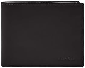 Fossil Men's Derrick Leather RFID-Blocking Bifold Passcase with Removable Card Case Wallet for Men