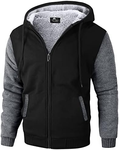 GEEK LIGHTING Hoodies for Men Heavyweight Fleece Sweatshirt - Full Zip Up Thick Sherpa Lined