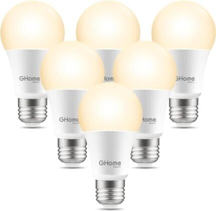 GHome Smart Light Bulbs, E26 A19 LED Bulb Compatible with Alexa & Google Home, App Remote Control, 8W Dimmable 2700K Warm White 800 Lumens, 2.4GHz WiFi, No Hub Required, Set of 2 + Set of 4