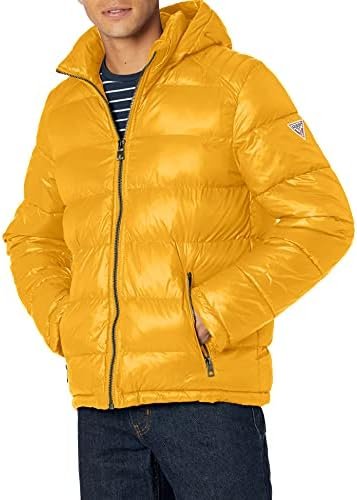 GUESS Men's Mid-weight Puffer Jacket With Removable Hood