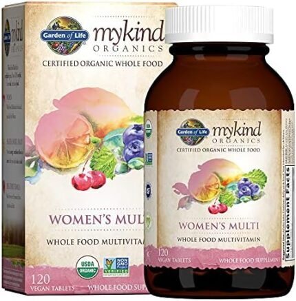 Garden of Life Organics Multivitamin for Women, Womens Multi with Vitamin C, D, Folate, B6, B12, Biotin, Iron, Vegan Whole Food Vitamins for Women, Energy, Skin, Nails, 120 Tablets