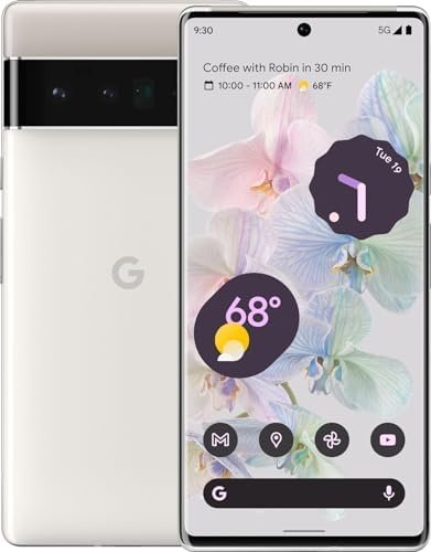 Google Pixel 6 Pro - G8V0U - 5G Android Phone - AT&T Locked - Smartphone with Advanced Pixel Camera and Telephoto Lens - 128GB- Cloudy White (Renewed)