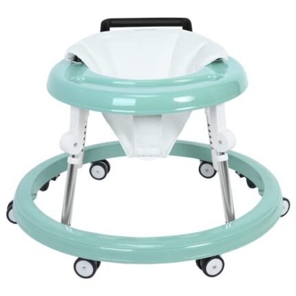 HARPPA Foldable Baby Walker, Sit to Stand Activity Center with Wheels, Seat and Height Adjustable Green