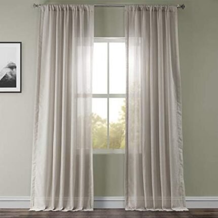 HPD Half Price Drapes Linen Sheer Curtains 108 Inches Long Linen Curtain for Bedroom & Living Room (1 Panel), 50W x 108L, Tumbleweed