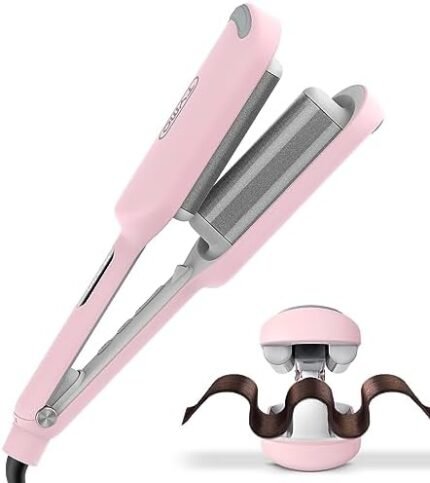 Hair Crimper Waver Hair Tool - TYMO Deep Waver Curling Iron, Ionic Beach Waves Curling Wand with Ceramic Tourmaline Barrel for Women, Anti-Scald, Quick & Easy, 9 Temps with LED Display, Dual Voltage