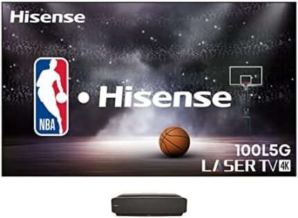 Hisense 100L5G-DLT100B 4K UHD Ultra-Short Throw Laser TV 100" High Gain ALR Screen, 2700 lumens, Compatible with Dolby Atmos, Google Assistant and Chromecast Built-in, Compatible with Alexa