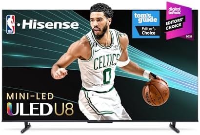 Hisense 55-Inch Class U8 Series Mini-LED ULED 4K UHD Google Smart TV (55U8K, 2023 Model) - QLED, Native 144Hz, 1500-Nit, Dolby Vision IQ, Full Array Local Dimming, Game Mode Pro, Alexa Compatibility