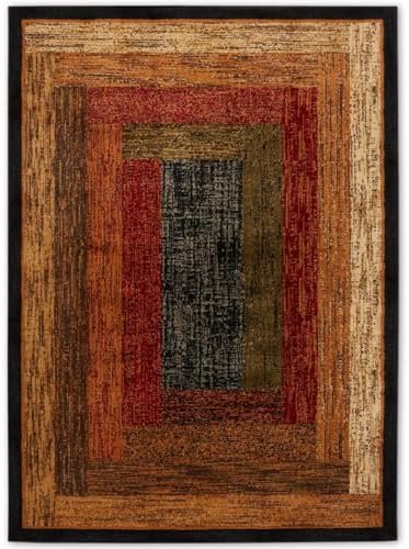 Home Dynamix Royalty Vega Contemporary Geometric Area Rug, Black/Brown, 5'2"x7'2"