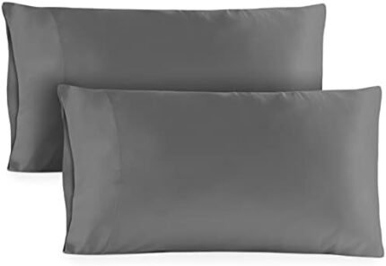 Hotel Sheets Direct Pillow Cases Standard Size (Queen) - Set of 2, 20x30 Inch Cooling Pillow Cases Queen - Silky Pillowcase for Hair and Skin - Dark Gray