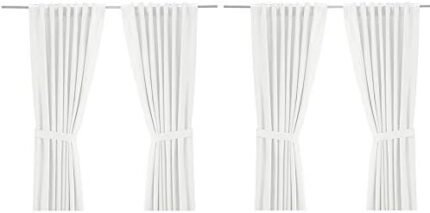 IKEA Ritva 401.119.92 White Curtain Set, 2 Panels with Tie-Backs - Size: W: 57" x L98, 100% Cotton, Pair of 2