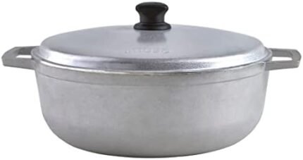 IMUSA 7.5 Quart Traditional Natural Made in Colombia Caldero with Lid for Cooking and Serving,Silver