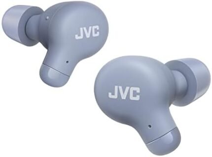 JVC New Marshmallow True Wireless Earbuds Headphones, Long Battery Life (up to 28 Hours), Sound with Neodymium Magnet Driver, Including Memory Foam Earpieces - HAA18TA (Blue), Compact