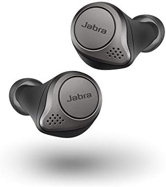 Jabra Elite 75t Titanium Black Voice Assistant Enabled True Wireless Earbuds with Charging Case (Renewed)