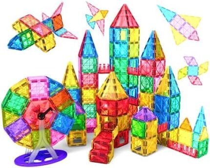 Jasonwell Magnetic Tiles Kids Magnetic Blocks Building Sets 3D Magnet Tile Building Blocks Magna Construction Educational STEM Toys Gifts for Toddlers Boys Girls 3 4 5 6 7 8 9 10 + Year Old