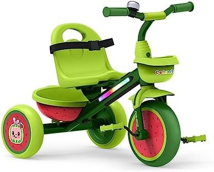 Jetson CoComelon Light-Up Trike, Front and Rear Baskets, Multi-Colored LED Lights, Seatbelt and Bell, Green, Ages 2-4, Medium