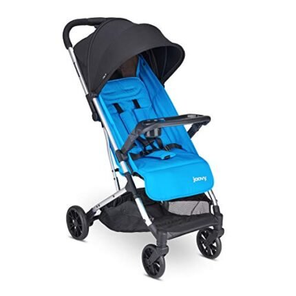 Joovy Kooper Lightweight Baby Stroller Featuring Removable, Swing-Open Tray, Big Wheels, Reclining Seat with Footrest, Extra-Large Retractable Canopy, and Compact Fold (Glacier)