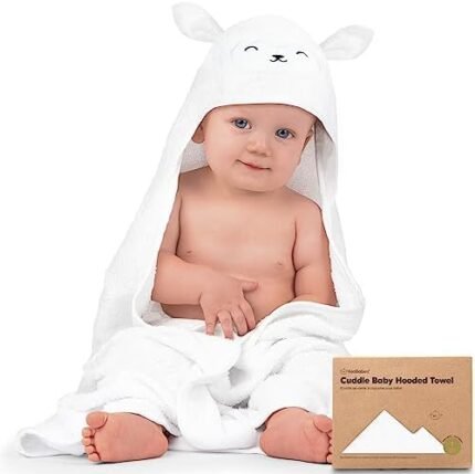 KeaBabies Baby Hooded Towel - Viscose from Bamboo Baby Towel Organic Bamboo Towel - Infant Towels - Large Hooded Towel - Baby Bath Towel with Hood for Girls, Babies, Newborn Boys, Toddler (Lamb)