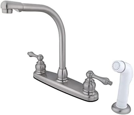 Kingston Brass KB718AL Victorian High Arch Kitchen Faucet with Sprayer, Brushed Nickel