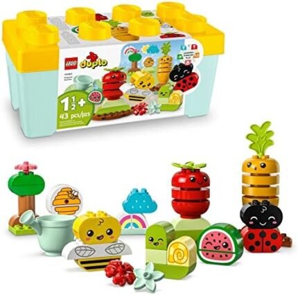 LEGO DUPLO My First Organic Garden Brick Box 10984, Stacking Toys for Babies and Toddlers 1.5+ Years Old, Learning Toy with Ladybug, Bumblebee, Fruit & Veg, Sensory Toy for Kids