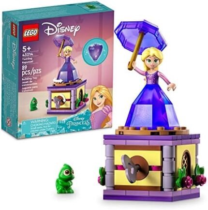 LEGO Disney Princess Twirling Rapunzel 43214 Building Toy with Diamond Dress Mini-Doll and Pascal The Chameleon Figure, Wind Up Toy Rapunzel, Disney Collectible Toy for Girls & Boys Age 5+ Years Old