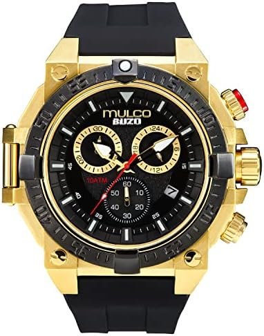 MULCO Buzo Watches for Men Quartz Chronograph Movement with Analog Display and Stainless Steel - Silicone Watch Band - Waterproof