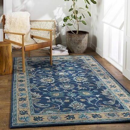 Mark&Day Wool Rugs, 8x10 Paris Traditional Teal Area Rug, Blue Grey Beige Carpet for Living Room, Bedroom or Kitchen (7'6" x 9'6")