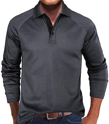 Mens Vintage Henley Shirts Long Sleeve V Neck Muscle T-Shirt Stylish Casual 3 Butons Placket Slim Fit Basic Undershirts