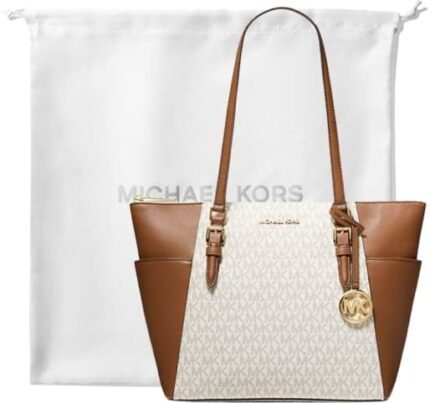 Michael Kors Charlotte Signature Large Top Zip Tote bundle with XL Dust Bag