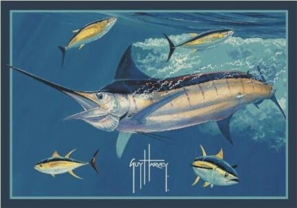 Milliken Guy Harvey Marlin Tuna Area Rug, 5'4" x 7'8", Blue