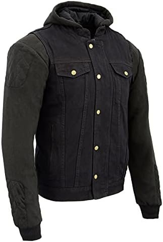 Milwaukee Leather MDM3020 Men's Black Denim '5-in-1' Club Style Vest with Removable Hoodie