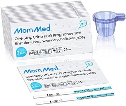 MomMed Pregnancy Test Kit, 20 HCG Test Strips with 20 Free Urine Cups, Over 99% Accurate Early Detection, Pregnancy Tests