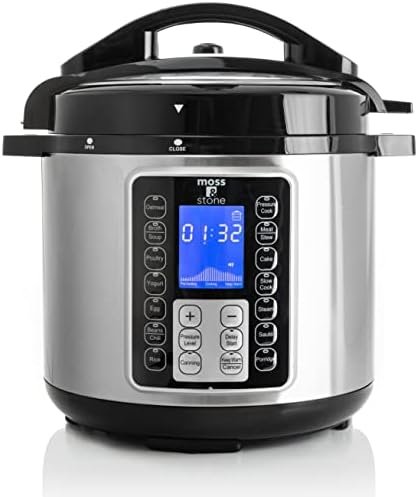 Moss & Stone Electric Pressure Cooker with Large LCD Display, Multi-Use 6 Quart Electric Pot, 14 in 1 Slow Cooker, Rice Cooker, Steamer, Sauté, Yogurt Maker, Egg Cooker, Warmer and More