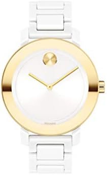 Movado Bold Evolution Women's Swiss Qtz Stainless Steel and Ceramic Bracelet Casual Watch, Color: White (Model: 3600710)