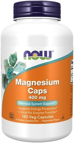 NOW Supplements, Magnesium 400 mg, Enzyme Function*, Nervous System Support*, 180 Veg Capsules