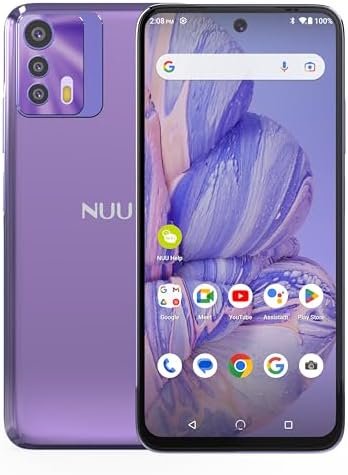 NUU B20 Cell Phone, 5G, Compatible with T-Mobile, AT&T, Cricket Phones, 6.5” FHD + Display, 8GB + 128GB, 48MP Triple Camera, Mint Mobile, Dual SIM, Daydream Purple, US Warranty & Hotline 2022