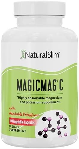 NaturalSlim MagicMag C Magnesium Citrate Capsules – Magnesium Supplement with Natural Potassium | Sleep Support, Heart Health, and Muscle Cramp Relief | Gluten-Free, 100 Capsules (1 Pack)