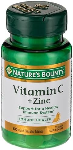 Nature's Bounty, Vitamin C + Zinc, Supports Immune Health, Vitamin Supplement, 60 mg, 60 Tablets