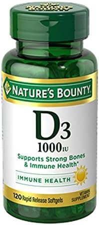 Nature's BountyVitamin D3 1000 100 mg, 120 Softgels (Pack of 3)