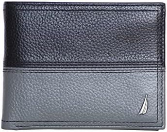 Nautica Men's Classic Leather Bifold RFID Wallet (Available in Smooth or Pebble Grain)