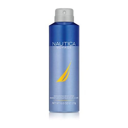 Nautica Voyage Deodorizing Body Spray for Men - Fresh, Romantic, Fruity Scent - Woody, Aquatic Notes of Apple, Water Lotus, Cedarwood, and Musk - Ideal for Day Wear - 6.0 Oz