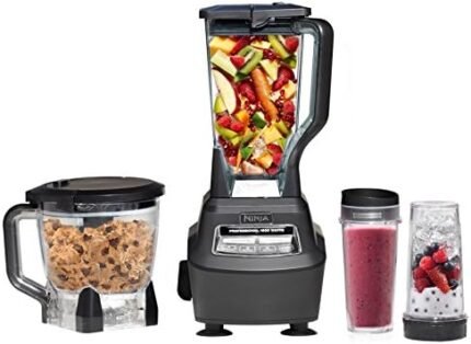 Ninja BL770 Mega Kitchen System, 1500W, 4 Functions for Smoothies, Processing, Dough, Drinks & More, with 72-oz.* Blender Pitcher, 64-oz. Processor Bowl, (2) 16-oz. To-Go Cups & (2) Lids, Black