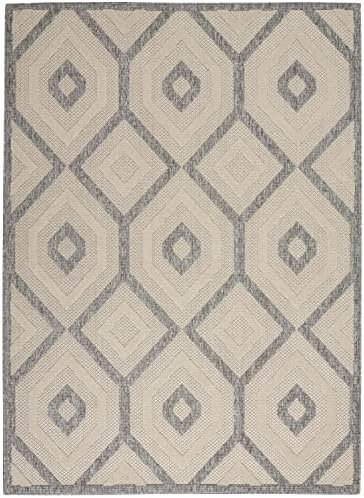 Nourison Palamos Indoor-Outdoor Cream 6' x 9' Area -rug, Easy -cleaning, Non Shedding, Bed Room, Living Room, Dining Room, Backyard, Deck, Patio (6x9)