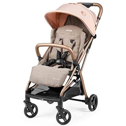 Peg Perego Selfie – Self-Folding, Light Weight, Compact Stroller – Compatible with All Primo Viaggio 4-35 Infant Car Seats - Made in Italy - Mon Amour (Beige, Pink, & Rose Gold)