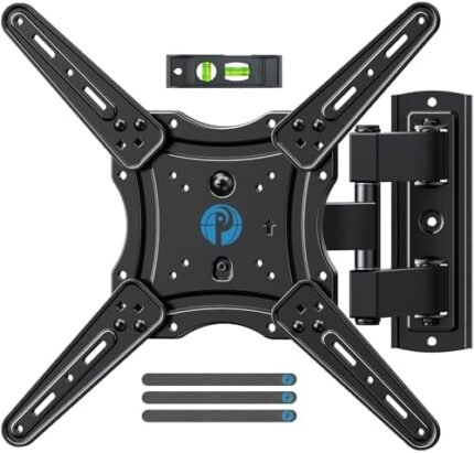 Pipishell Full Motion Articulating TV Wall Mount for 26-60 inch Flat or Curved TVs up to 77 lbs, Extension, Tilt, Swivel, Leveling, Max VESA 400x400mm, PIMF7