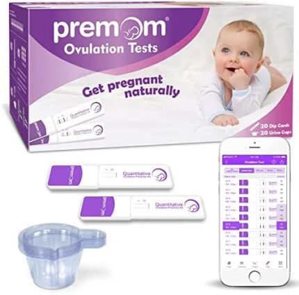 Premom Quantitative Ovulation Test Dip Card 20 Pack with 20 Large Urine Cups: Ovulation Predictor Kit with Digital Ovulation Reader App