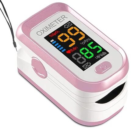 Pulse Oximeter Fingertip, Blood Oxygen Saturation Monitor with Large LED Display, Heart Rate Monitor for Adults, Fingertip Pulse Oximetr, with Lanyard (Rose Gold)