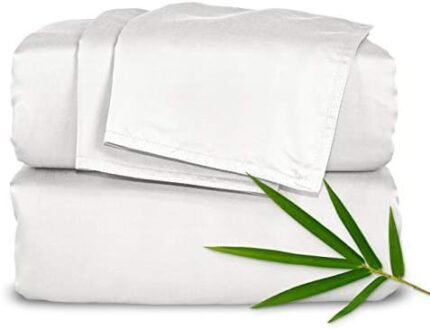 Pure Bamboo - Sheets Queen Bed Sheet Set, Genuine 100% Organic Bamboo Viscose, Luxuriously Soft & Cooling, Double Stitching, 16" Deep Pockets, Lifetime Quality Promise (Queen, White)