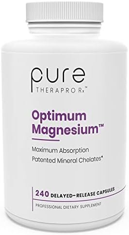 Pure TheraPro Rx Optimum Magnesium - 240 Delayed-Release Vegan Capsules - Magnesium Lysinate Glycinate Chelate & Di-Magnesium Malate, Formulated for Maximum Absorption, Supports Bone Health and Energy