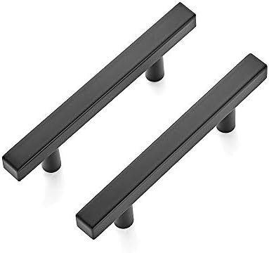 Ravinte 30 Pack 5 inch Square Cabinet Pulls Matte Black Stainless Steel Kitchen Drawer Pulls Cabinet Handles 5”Length, 3” Hole Center